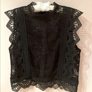 Black Lace top with zip-back closure, sz M